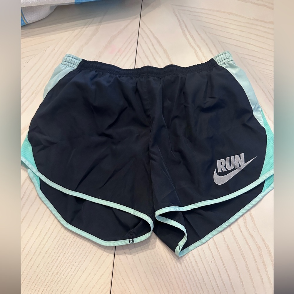 Nike dry fit running shorts, black and green